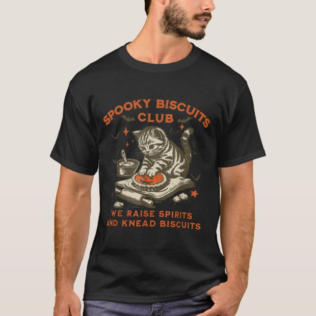 Camiseta Soky Biscuits Club Cat, Funny Halloween Baking  (Frente)