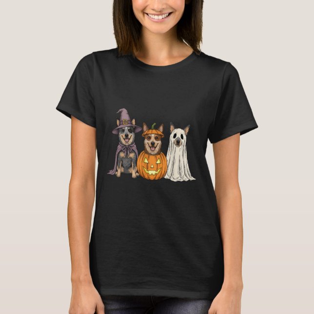 Camiseta Soky Ghost Blue Heeler Pumpkin Halloween Dog Lover (Frente)