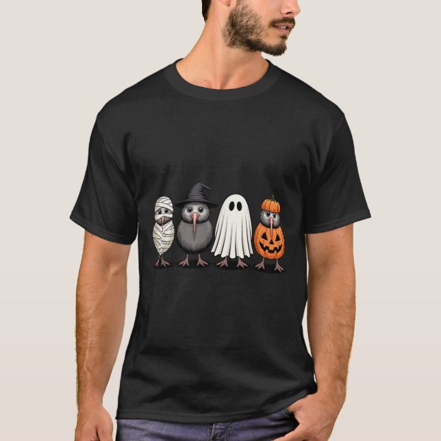 Camiseta Soky Ghost Kiwi Bird Pumpkin Halloween Skeleton  (Frente)