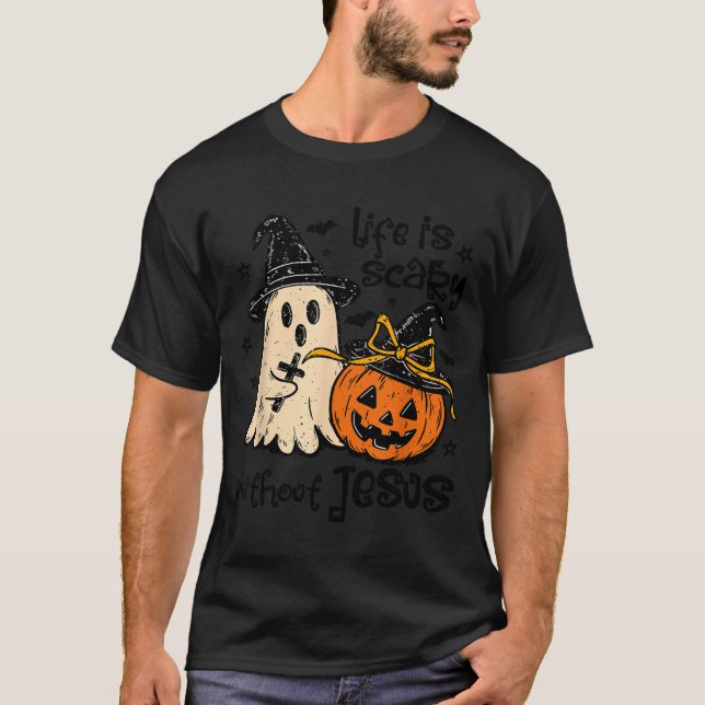Camiseta Soky Life Is Y Without Jesus Christian Halloween  (Frente)