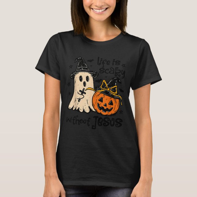 Camiseta Soky Life Is Y Without Jesus Christian Halloween  (Frente)