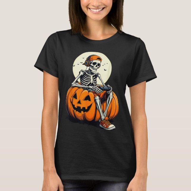 Camiseta Soky Pumpkin &amp; Skeleton Gamer Tee _ Boys &amp; (Frente)