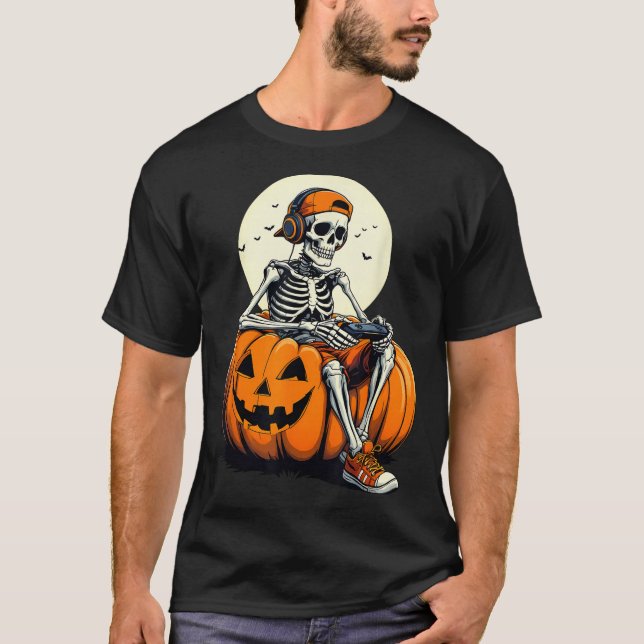 Camiseta Soky Pumpkin &amp; Skeleton Gamer Tee _ Boys &amp; (Frente)