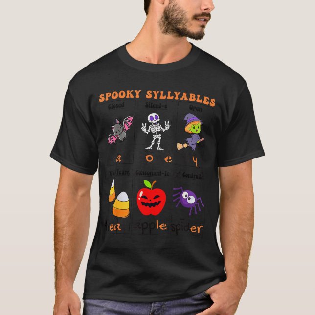 Camiseta Soky Syllables Teacher Funny Halloween Educational (Frente)