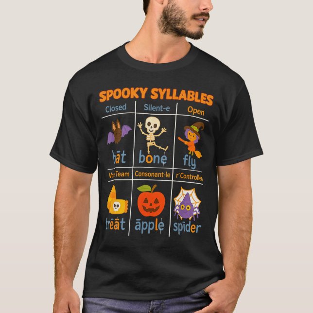 Camiseta Soky Syllables Teacher Funny Halloween Educational (Frente)