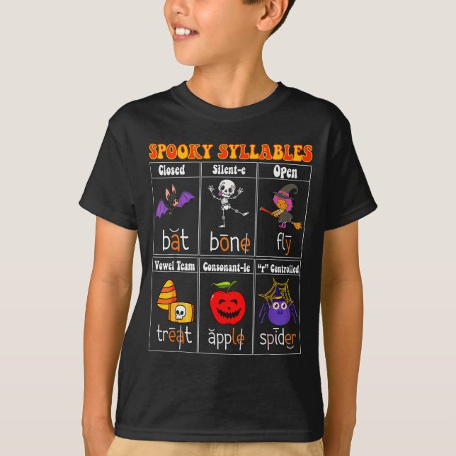 Camiseta Soky Syllables Teacher Funny Halloween Educational (Frente)