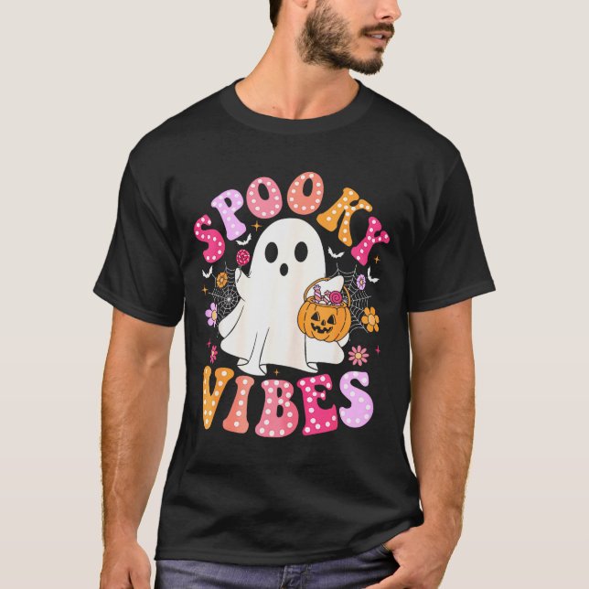 Camiseta Soky Vibes Ghost Retro Groovy Halloween Women Girl (Frente)