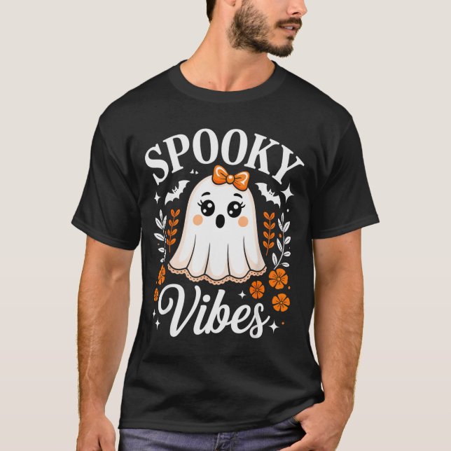 Camiseta Soky Vibes Ghost Retro Groovy Halloween Women Girl (Frente)