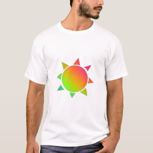 Camiseta Sol arco-íris colorido com fundo preto
