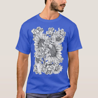 Camiseta Sol branco pretoFlores e Rosas