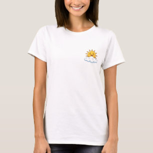 Camiseta Sol Cartunesco Fofo Sorridente Espiando Atrás de N