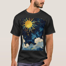 Sol Celeste Moderno Estrelas e Nuvens Azuis