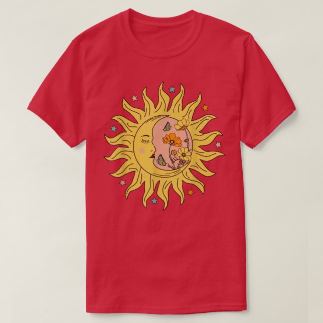 Camiseta Sol Celestial Lua Retrorista Escória Luna Astronó  (Frente do Design)