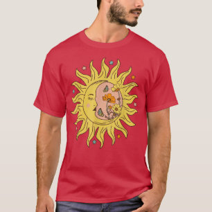 Camiseta Sol Celestial Lua Retrorista Escória Luna Astronó 