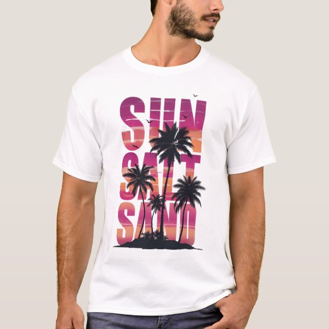 Camiseta Sol com Areia Sal - Sunset Tropical (Frente)