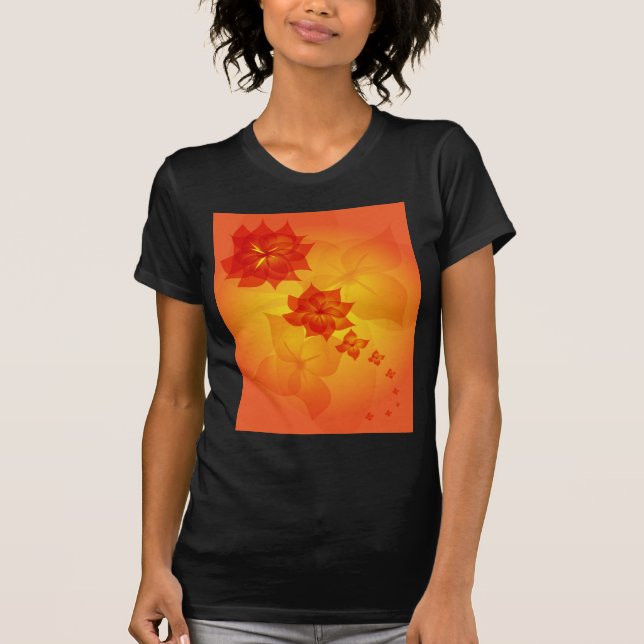 Camiseta sol da laranja do ornamento floral (Frente)