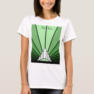 Camiseta Sol de arte deco em T-Shirt verde