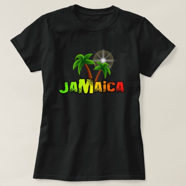 Camiseta Sol de coqueiros da Jamaica (Frente do Design)
