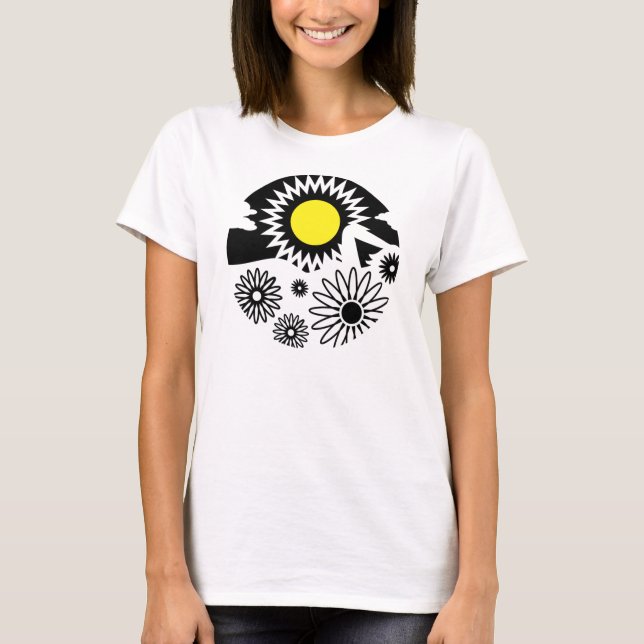 Camiseta Sol de Flores Gráficas de Vírus (Frente)