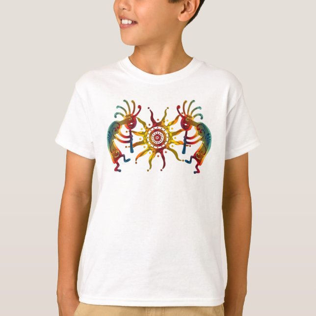 Camiseta SOL DO DUO DE KOKOPELLI + suas ideias (Frente)