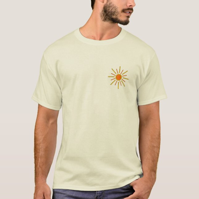 Camiseta Sol do verão. Amarelo e laranja (Frente)