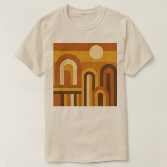 Camiseta Sol e Arcos Design Geométrico Moderno de Meados do (Frente do Design)