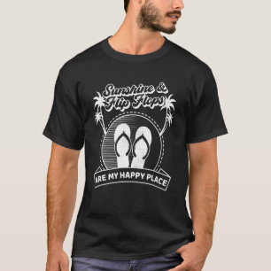 Camiseta Sol E Chinelos São Meus Lugares Felizes