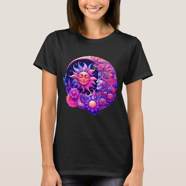 Camiseta Sol E Lua Celestiais Místicos (Frente)