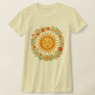 Camiseta Sol Espiritual Boho   Roupas de Hippie Celestial c