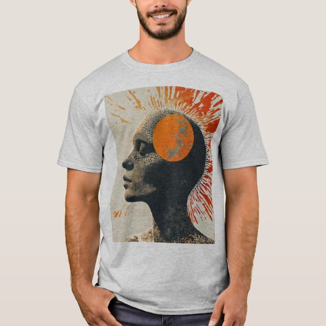 Camiseta "Sol Eterno: Memento Mori Halftone Colagem T-Shir (Frente)