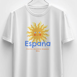 Camiseta Sol Feliz Espanha Itália México Reunião de Família