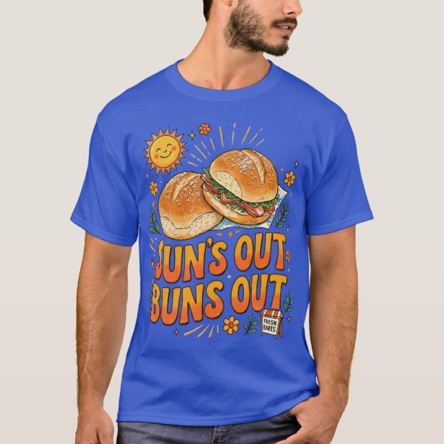 Camiseta Sol Fora Pães Fora Design Alegre de Verão Retrô (Frente)