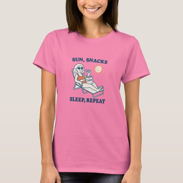 Camiseta Sol, Lanches, Sono, Repetir (Frente)