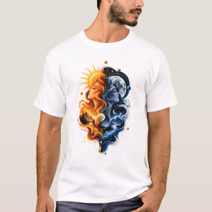 Camiseta Sol Lua – Design de Equilíbrio Cósmico Celestial