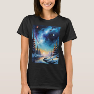 Camiseta Sol no Rio e Galáxia no Céu
