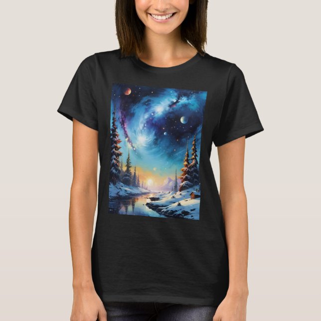 Camiseta Sol no Rio e Galáxia no Céu (Frente)