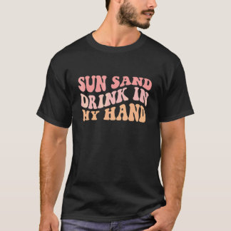 Camiseta Sol Ondulado Areia Bebida Na Minha Mão Anel Na Min