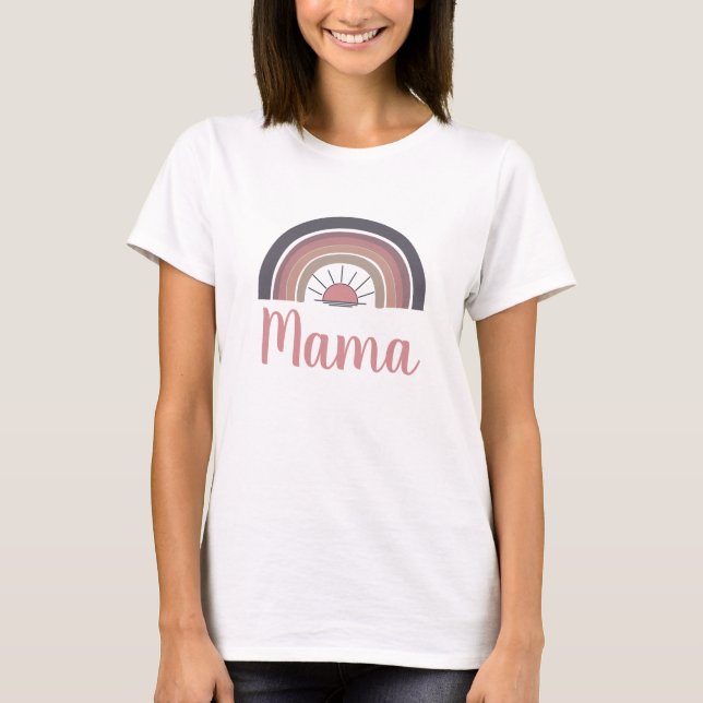Camiseta Sol personalizado do arco-íris Mama (Frente)