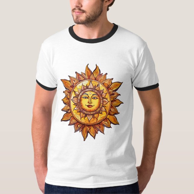 Camiseta Sol Realista Cartoonista - Ilustração Sol Viva (Frente)