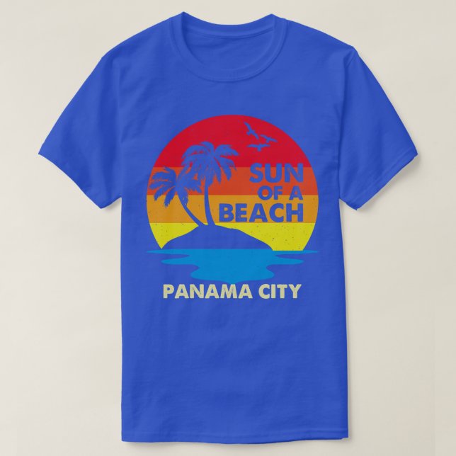 Camiseta Sol Retroativo De Uma Cidade Do Panamá De Praia (Frente do Design)