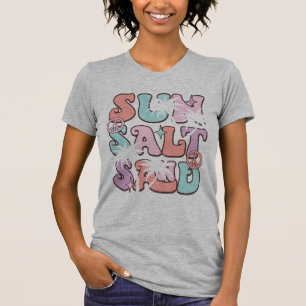 Camiseta Sol Sal Areia Praia para Mulheres Verão Coqueiro