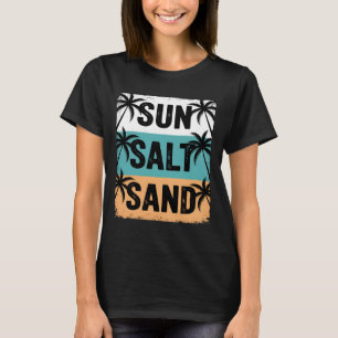 Camiseta Sol Sal Areia Vibrações de Praia de Verão Férias e