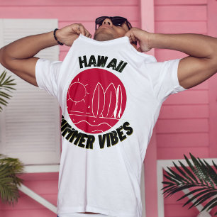 Camiseta sol vermelho Havaí vibes verão Surfer