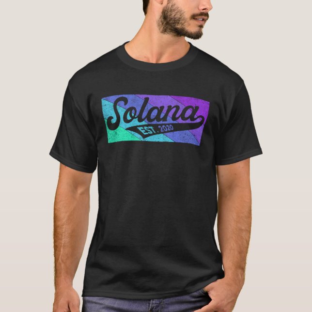 Camiseta Solana SOL Script Bold Font Retro Solana Crypto (Frente)