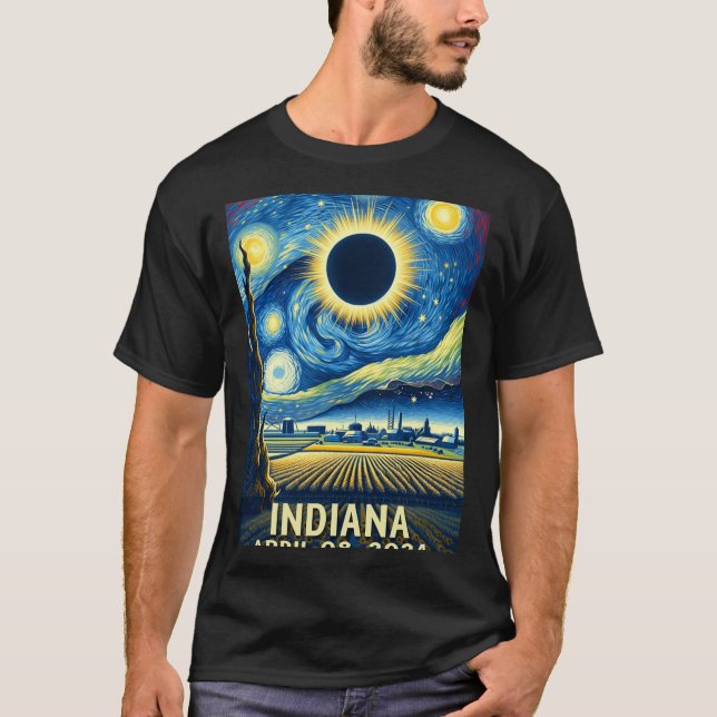 Camiseta Solar Eclipse 2024 Indiana Starry Night (Frente)