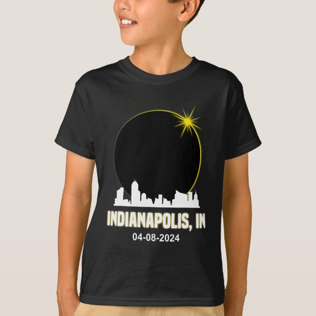 Camiseta Solar Eclipse 2024 Indianapolis Skyline Indiana Ec (Frente)