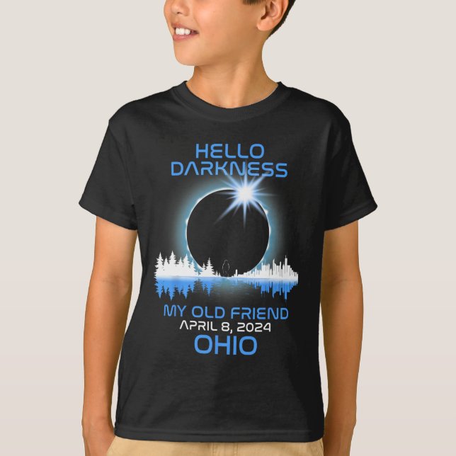 Camiseta Solar Eclipse 2024 Ohio Hello Darkness My Old Frie (Frente)