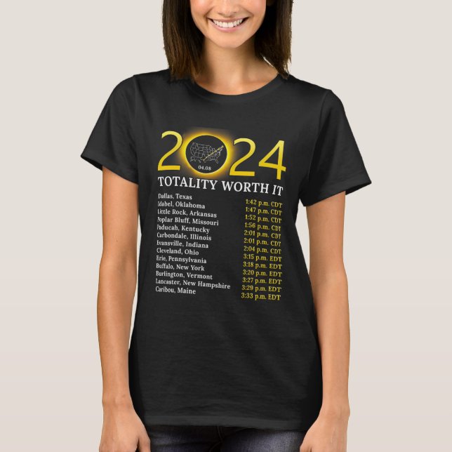 Camiseta Solar Eclipse 2024 Totalidade Engraçada Vale Total (Frente)