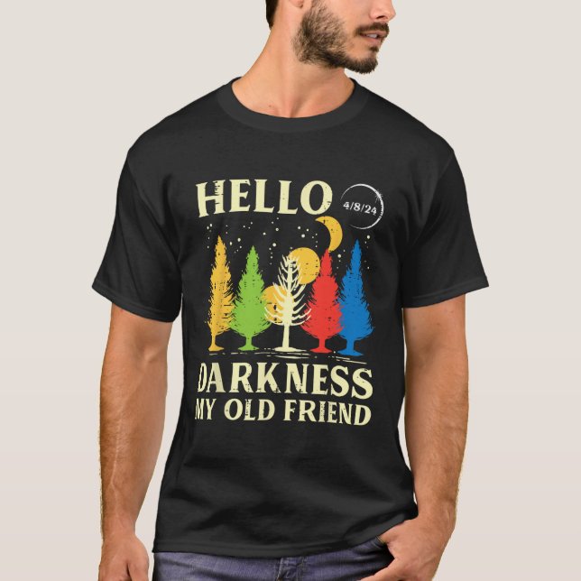 Camiseta Solar Eclipse 2024 Tress Hello Darkness 04.08 Cria (Frente)