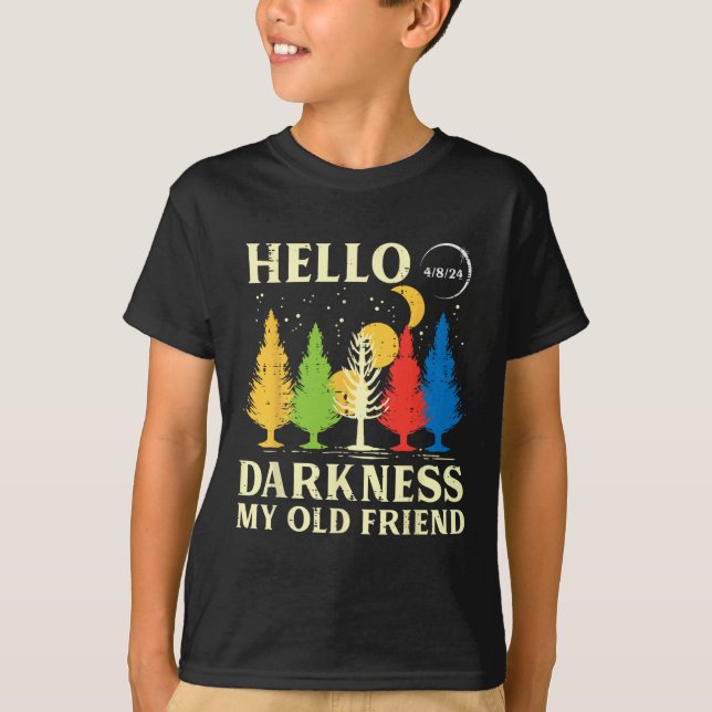 Camiseta Solar Eclipse 2024 Tress Hello Darkness 04.08 Cria (Frente)